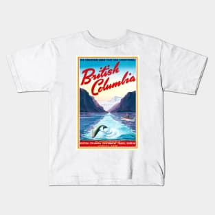 Vintage Travel Poster Canada British Columbia Kids T-Shirt